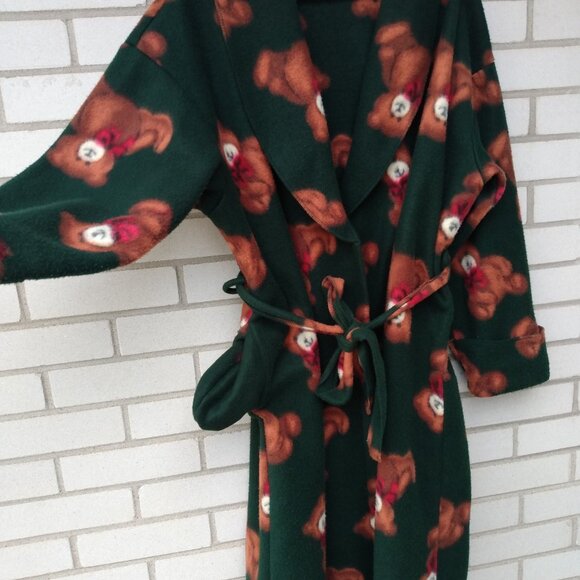 Vintage Fleece Teddy Bear Housecoat Adult Size Large Warm Winter Robe - Picture 7 of 10